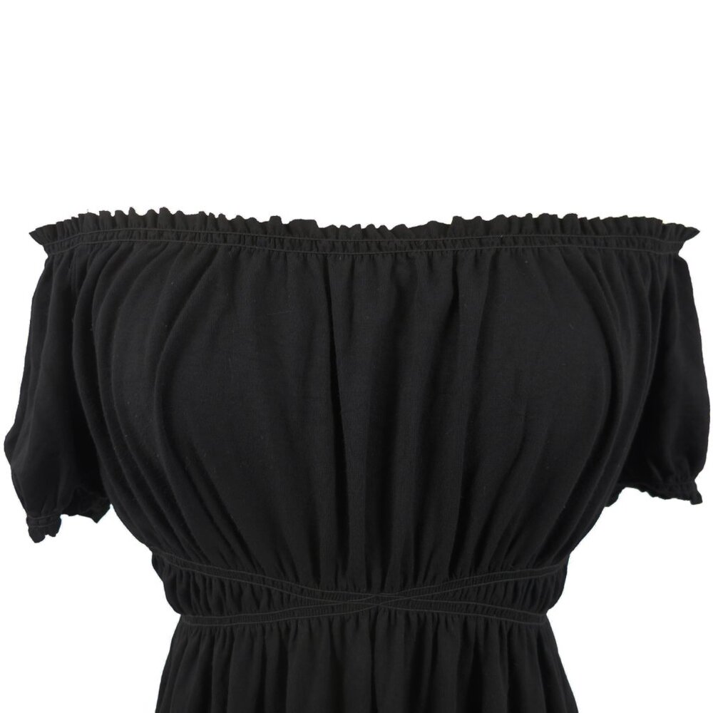 NWT Max Studio Black Viscose Cold Shoulder Peasant Dress M Stretchy Easy to Wear